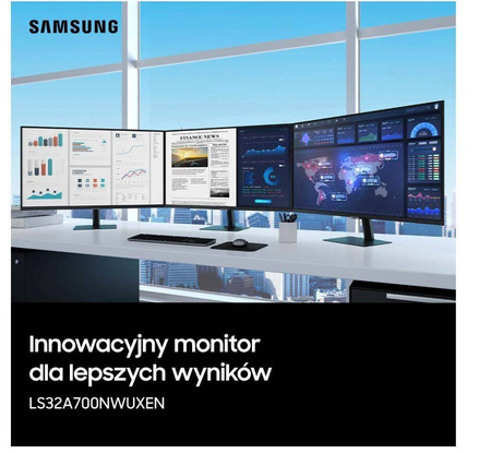 SAMSUNG MONITOR 32 CALE LS32A700NWPXEN VA 3840 X 2160 UHD 16:9 1XHDMI/1XDP 5 MS (GTG) PŁASKI 2 LATA D2D
