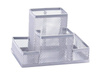 PRZYBORNIK NA BIURKO 153X103X100MM Q-CONNECT OFFICE SET SREBRNY METALOWA SIATKA